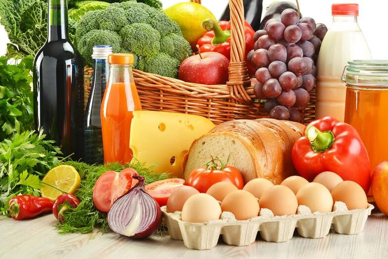 Produtos alimentares dietéticos para gastrite do estômago