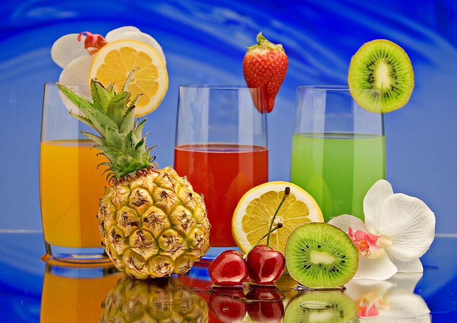 sucos de frutas para uma dieta de bebida